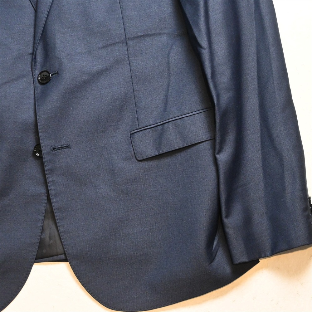 Express 44R Blue Sharkskin Wool Photographer Fitted Blazer Jacket Sport Coat